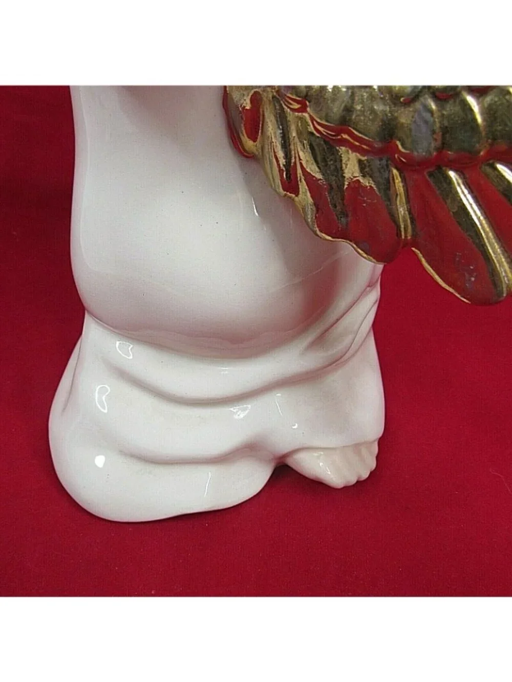 Atlantic Mold Praying Angel Figurine 1982 Gold Wings Hand Painted 8 Inches Tall